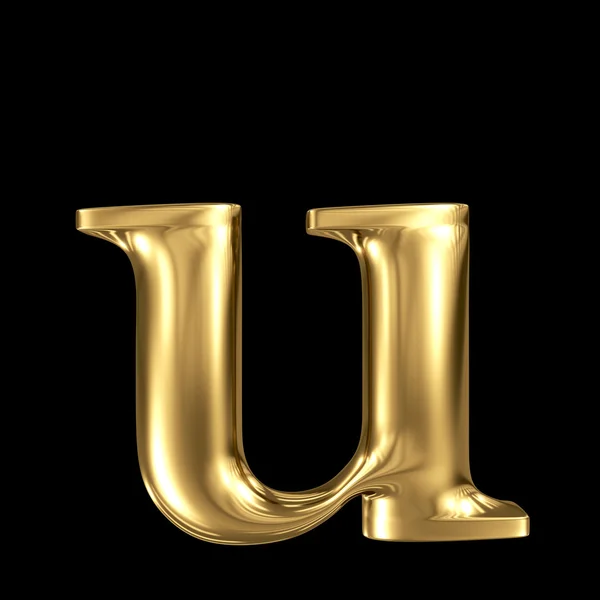 Gouden brief u kleine letters hoge kwaliteit 3d render — Stockfoto