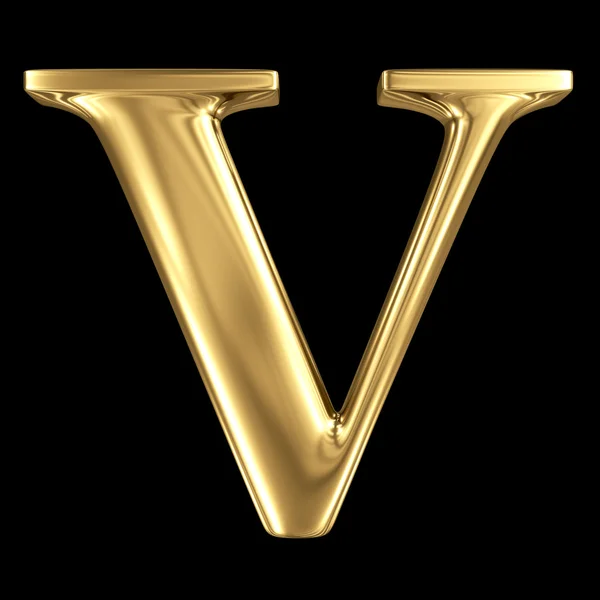 Golden 3D symbol capital letter V — Stock Photo, Image