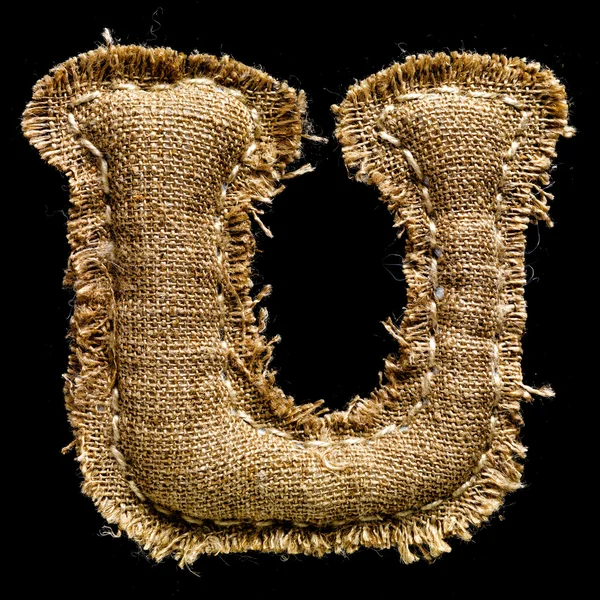 Linen or hemp vintage cloth letter U — Stock Photo, Image