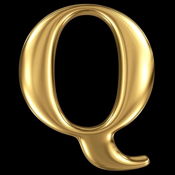 Goldene 3d Symbol Großbuchstaben q lizenzfreie Stockfotos