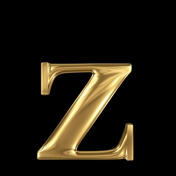 Goldene Buchstaben z Kleinbuchstaben hohe Qualität 3D-Renderer Stockfoto