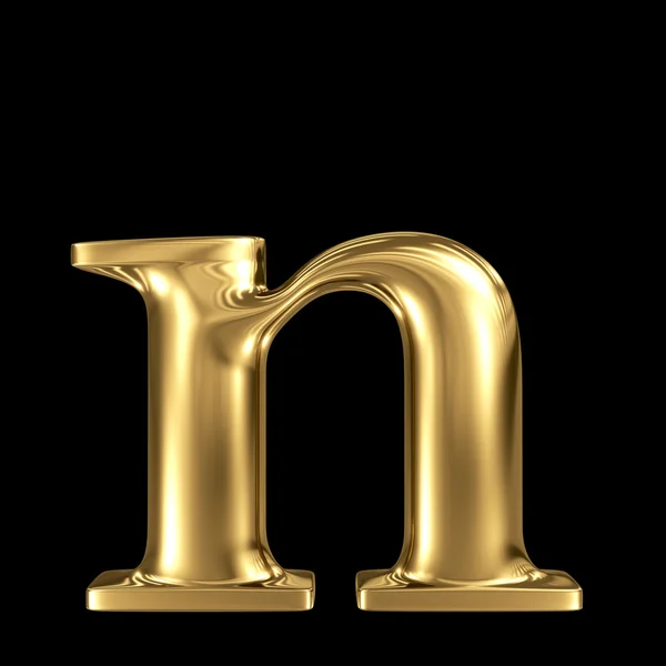 Goldene Buchstaben n Kleinbuchstaben hohe Qualität 3D-Renderer Stockbild
