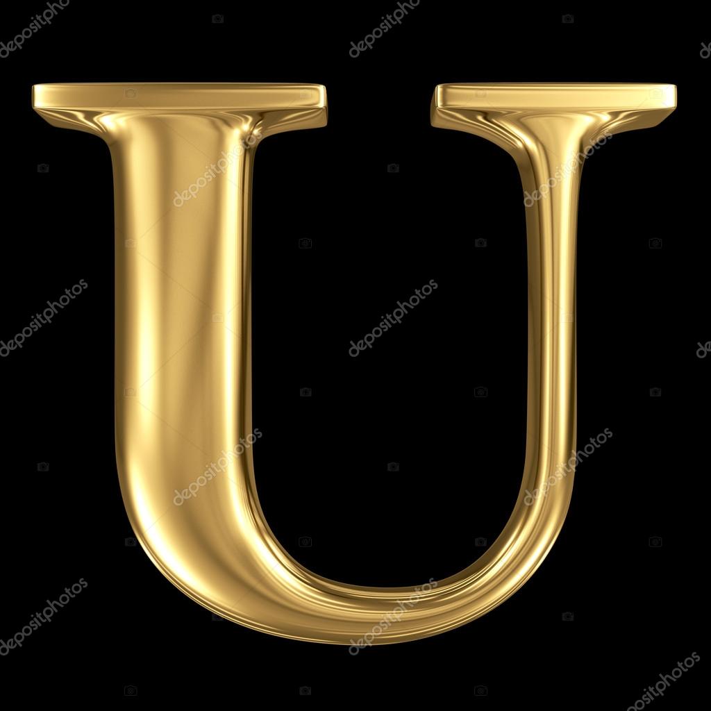 letra maiúscula u do símbolo dourado 3d — Fotografias de Stock