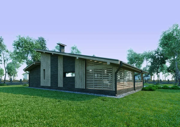 Holzhaus Ferienhaus Architektur Villa Landhaus Ferienhaus Datscha — Stockfoto