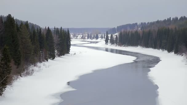 Paisaje invierno Río — Vídeo de stock