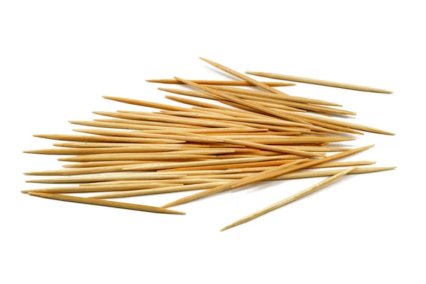 Bamboo toothpicks on white Stock Picture