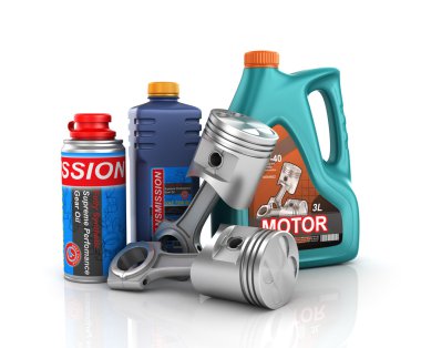 Motoru hizmet kavramı. motor piston kutular ile 3D render