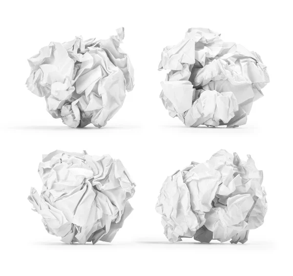 Conjunto amassado em uma bola de papel em um backgroun branco isolado — Fotografia de Stock