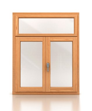 Tahta pencere beyaz arkaplanda izole edildi