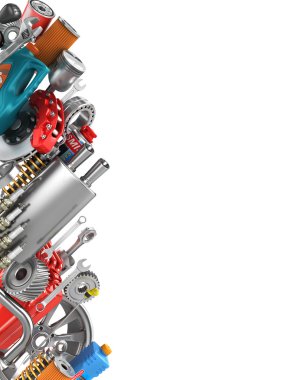 Sınır üzerinde beyaz izole auto Parts. Oto Servisi.