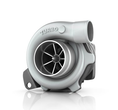 Çelik Turbo beyaz arka plan üzerinde yüksek çözünürlüklü izole. 