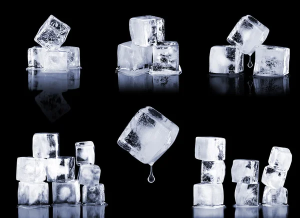 Set ice on a black background — Stock Photo, Image