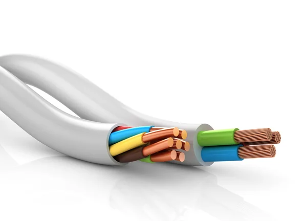 Câbles électriques isolés sur fond blanc — Photo
