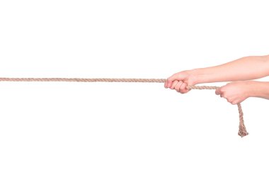 close up of hands pulling a rope on white background with clippi clipart