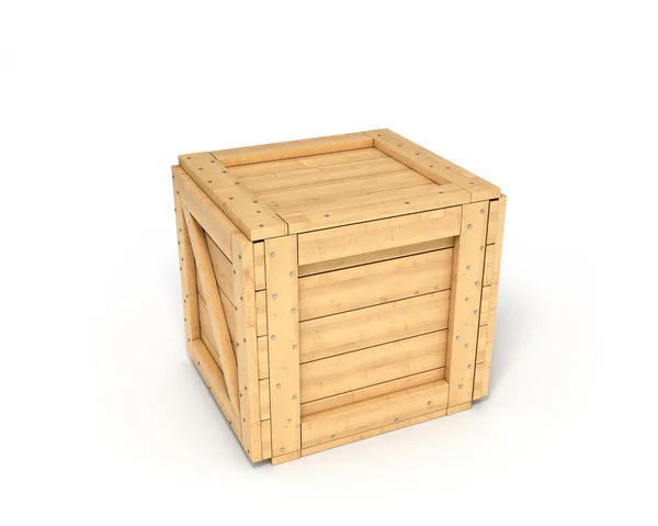 Caja de madera cerrada aislada en blanco —  Fotos de Stock