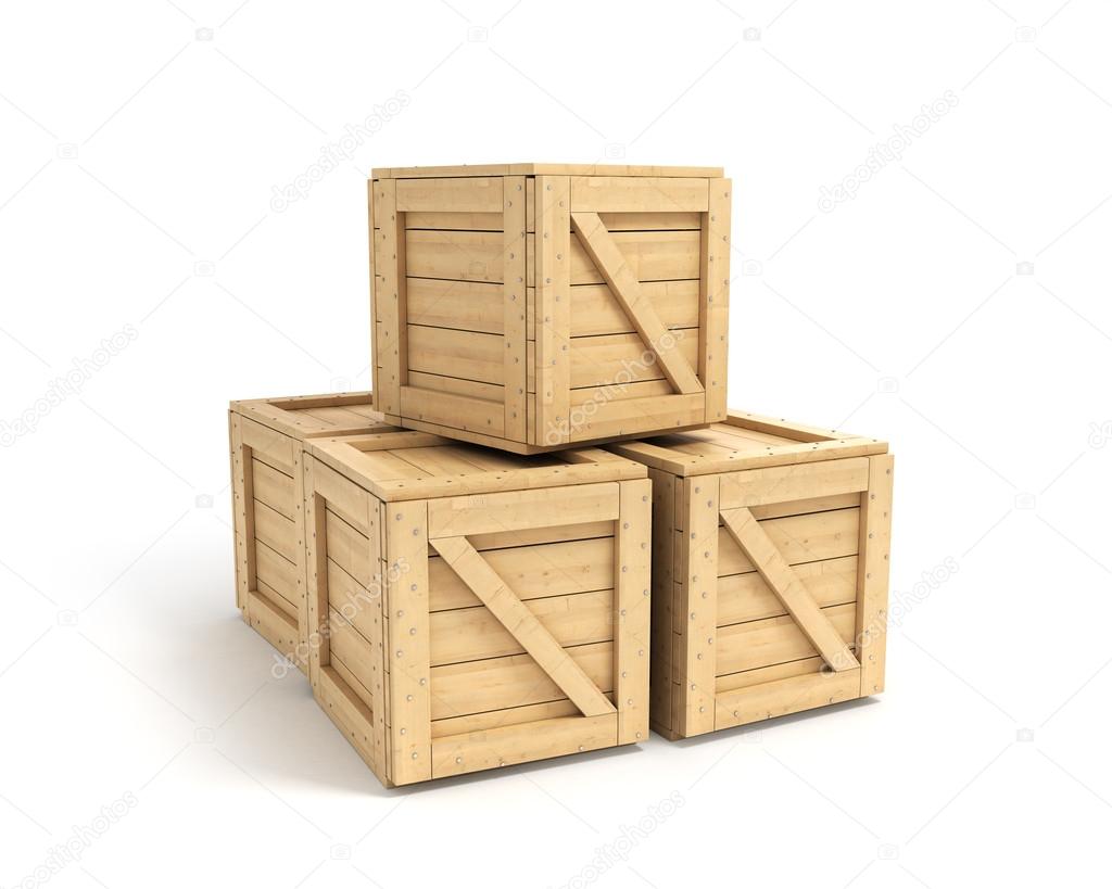 wooden boxes isolated on white