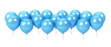 Beyaz arkaplanda izole edilmiş mavi balonlar