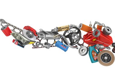 Oto yedek parça karton kutular içinde. Otomotiv sepet Dükkanı. Otomatik 