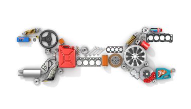 Auto parts in form of car wrench. To use in the advertising of s clipart