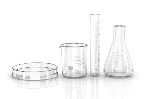 Provrör isolerade på vitt. Laboratorieglas — Stockfoto