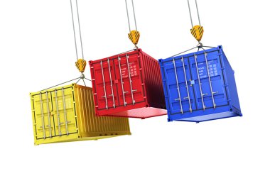 Four shipping containers during transport clipart