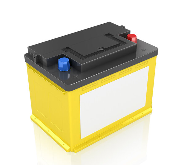 Automobile Batteries isolated on white background. 3D image.