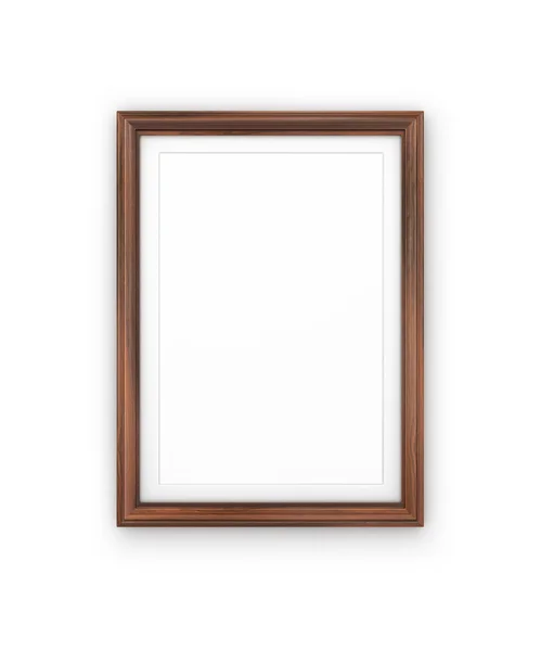白色背景的经典木制框架 — 图库照片