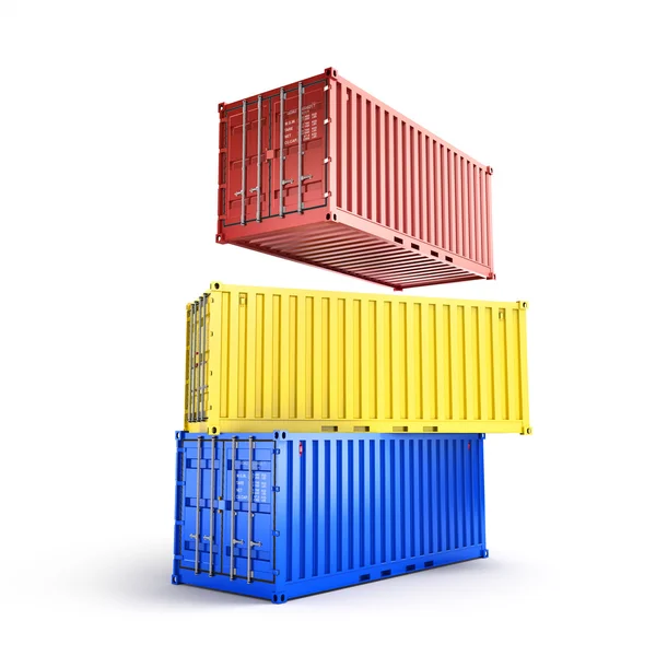 Стек из трех морских грузовых контейнеров векторная иллюстрация изол — стоковое фото