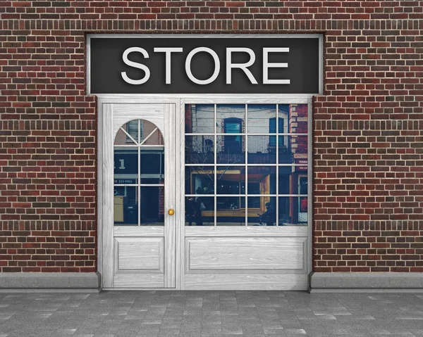 Voorkant van de winkel. Exterieur horizontale windows leeg voor uw winkel pro — Stockfoto