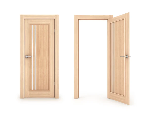 Collection of doors, closed and open door, isolated on a white — Stock Photo, Image