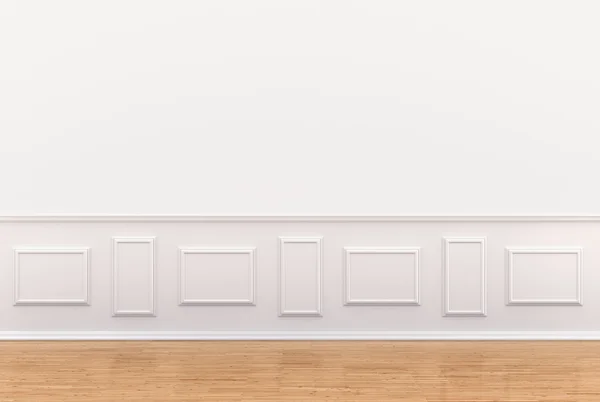 3D gör av vit inredning med paneler på väggen — Stockfoto