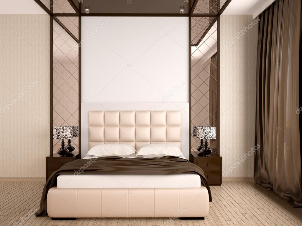 3d s illusztráció luxus elegáns hálószoba, barna szÃnű — stock ... Hálószoba barna