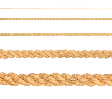 beyaz zemin üzerine çeşitli halatlar topluluğu. her biri olduğunu göster