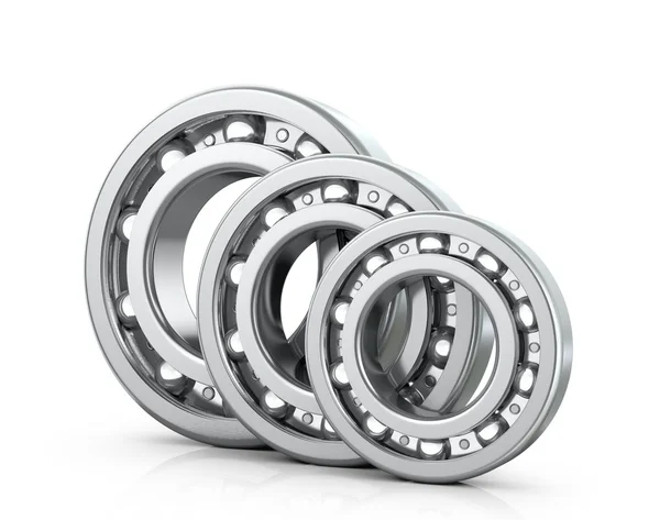 Deep groove ball bearings isolated white background. 3D image — Stock Photo, Image