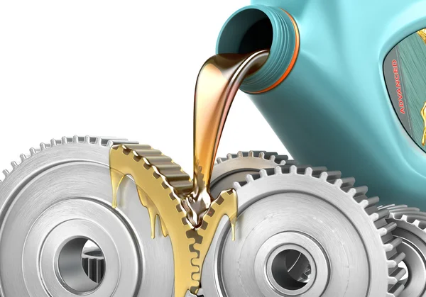 Oljning Gears. 3D illustration — Stockfoto