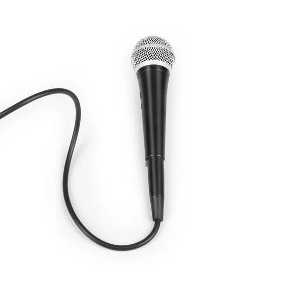Microfono e cavo isolati su sfondo bianco — Foto Stock
