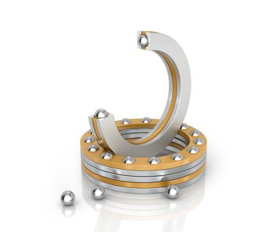 Yatakları itme izole top beyaz zemin. 3D çizim