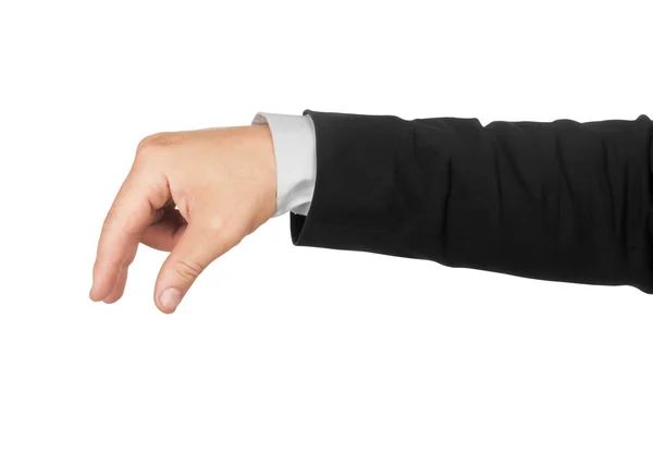 Hand in a suit holding something isolated on white background — Stock Photo, Image