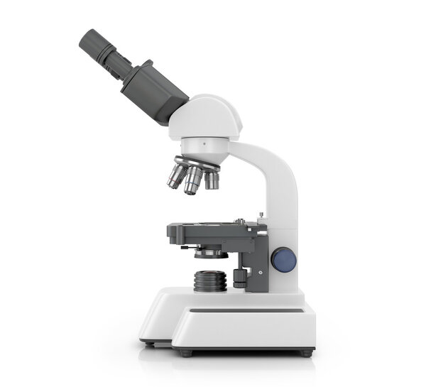 Microscope isolated white background.3d illustration.