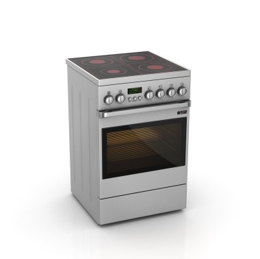 Modern çelik elektrikli tencere üzerinde beyaz kırpma p ile izole