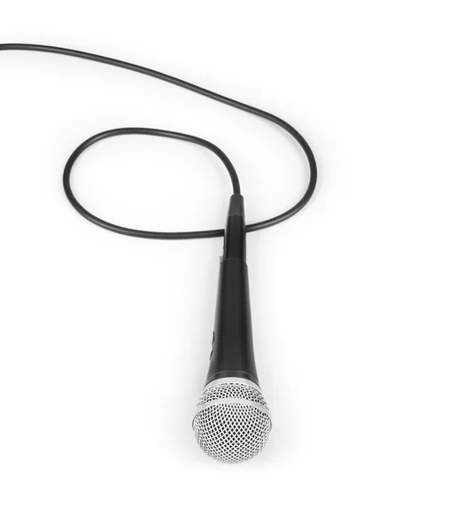 Dynamic microphone on white background, microphone with line iso — Stock Photo, Image