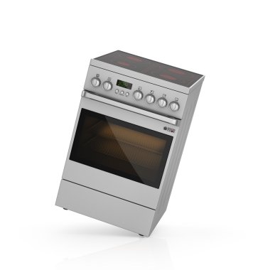 Modern çelik elektrikli tencere üzerinde beyaz kırpma p ile izole