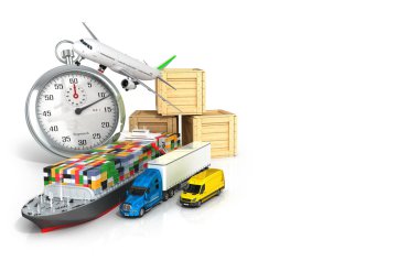 stopw arka plan üzerinde farklı ulaşım araçları 3D render