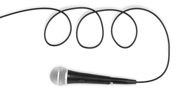 Micrófono dinámico sobre fondo blanco, micrófono con línea iso —  Fotos de Stock