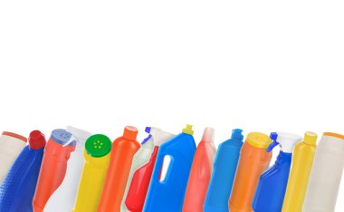kolaj kümesi üzerinde beyaz backg izole plastik sıhhi şişe