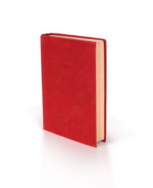 Livro de capa dura vermelho em branco isolado no fundo branco com cópia — Fotografia de Stock