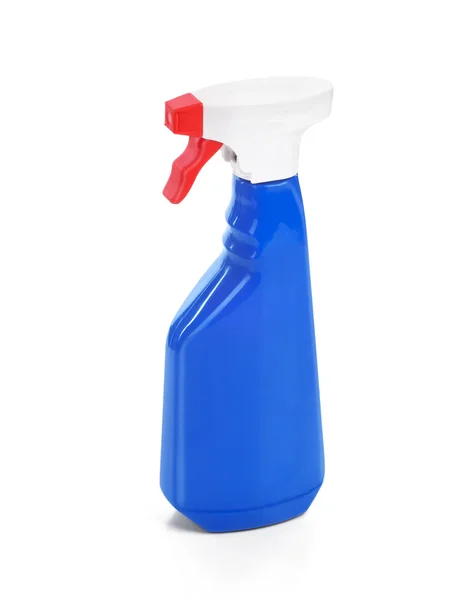 Bottiglia di plastica blu con detergente isolato su fondo bianco . — Foto Stock
