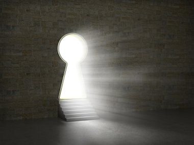 Bir taş wall.3d çizimde anahtar deliği