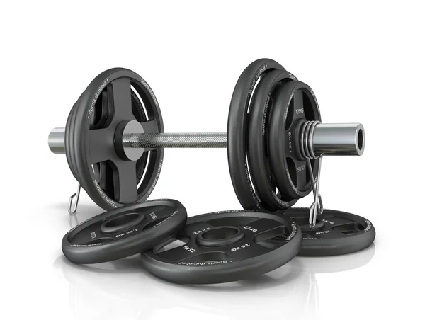 Black dumbbell isolado fundo branco. ilustração 3d . — Fotografia de Stock