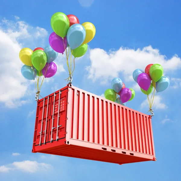 Il concetto di trasporto I palloncini sono un container merci 3 — Foto Stock